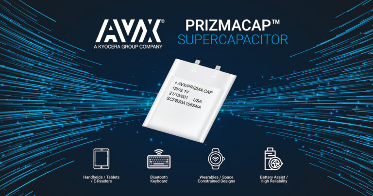 AVX launches new best-in-class PrizmaCap supercapacitors